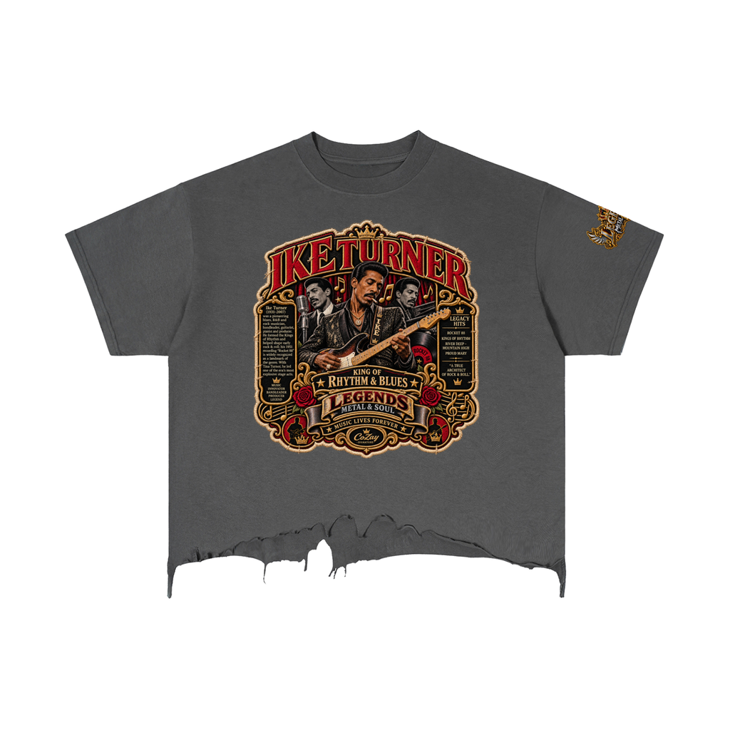 CoZay Legends Ike Turner Vintage Wash Boxy Distressed Hem T-Shirt