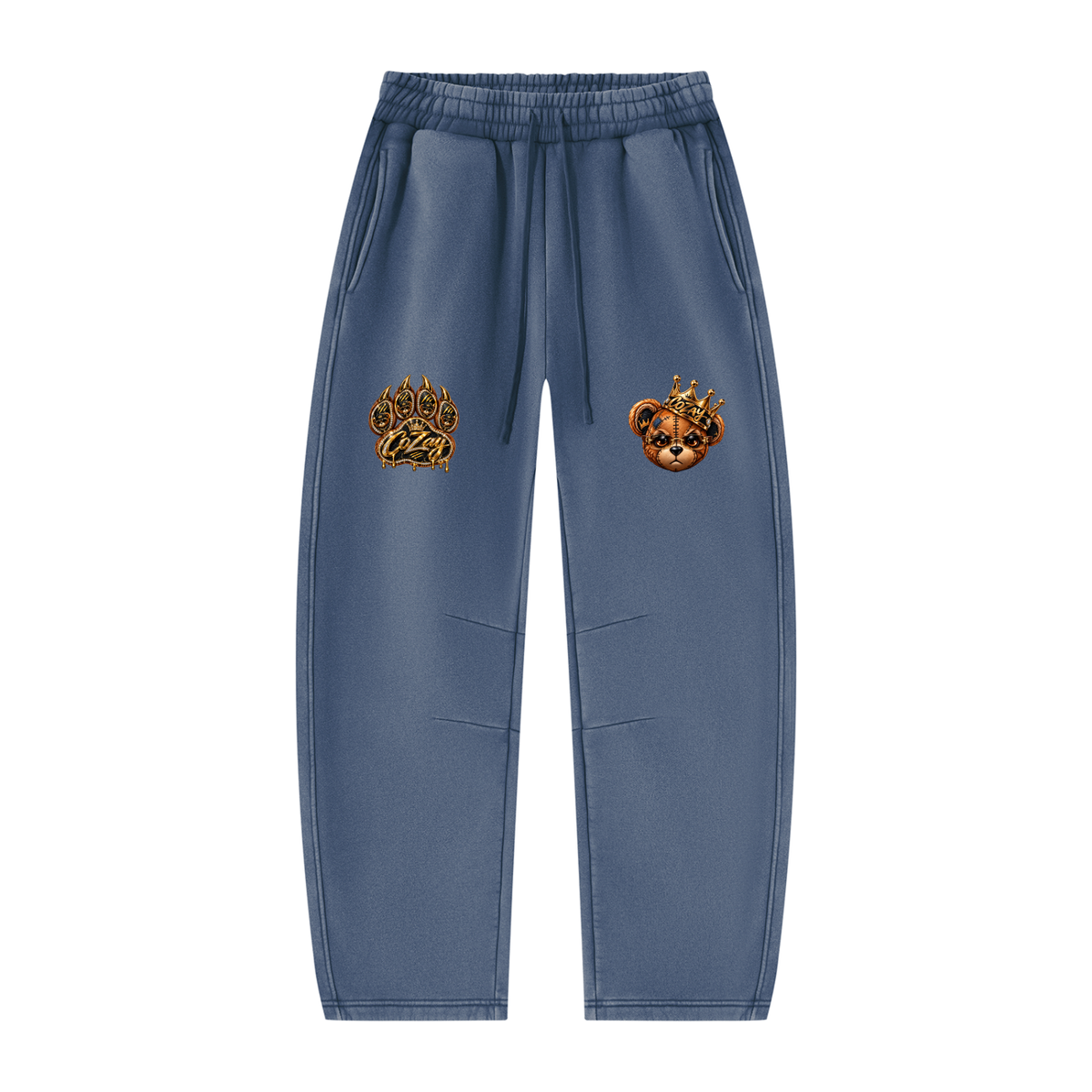 CoZay Cartier Bear Unisex Vintage Wash Barrel Leg Fleece Sweatpants