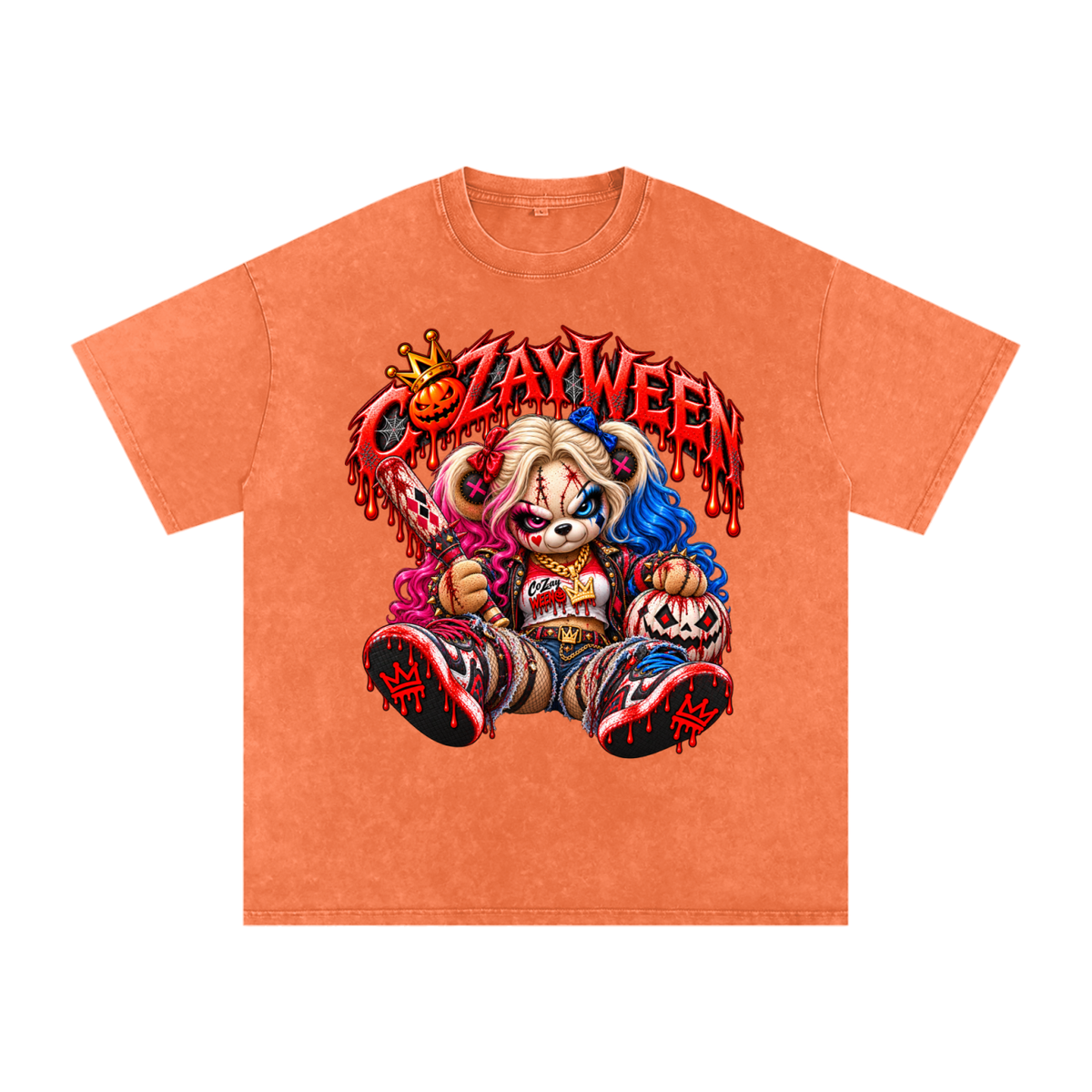 CoZayWeen Harley Snow Washed Oversized Cotton T-Shirt
