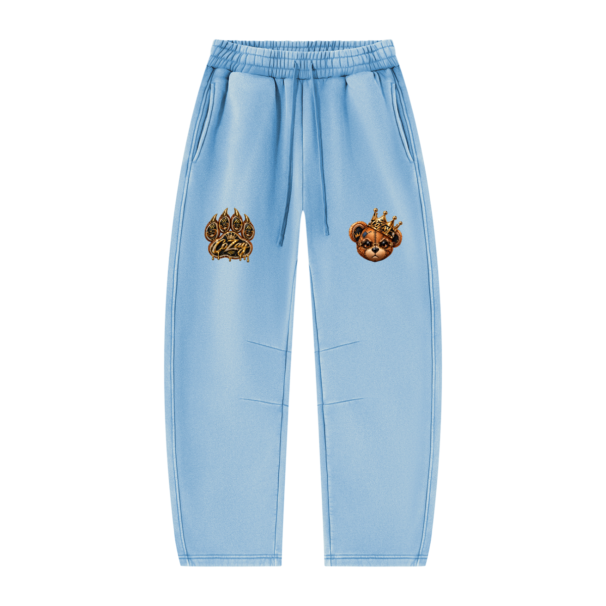 CoZay Cartier Bear Unisex Vintage Wash Barrel Leg Fleece Sweatpants