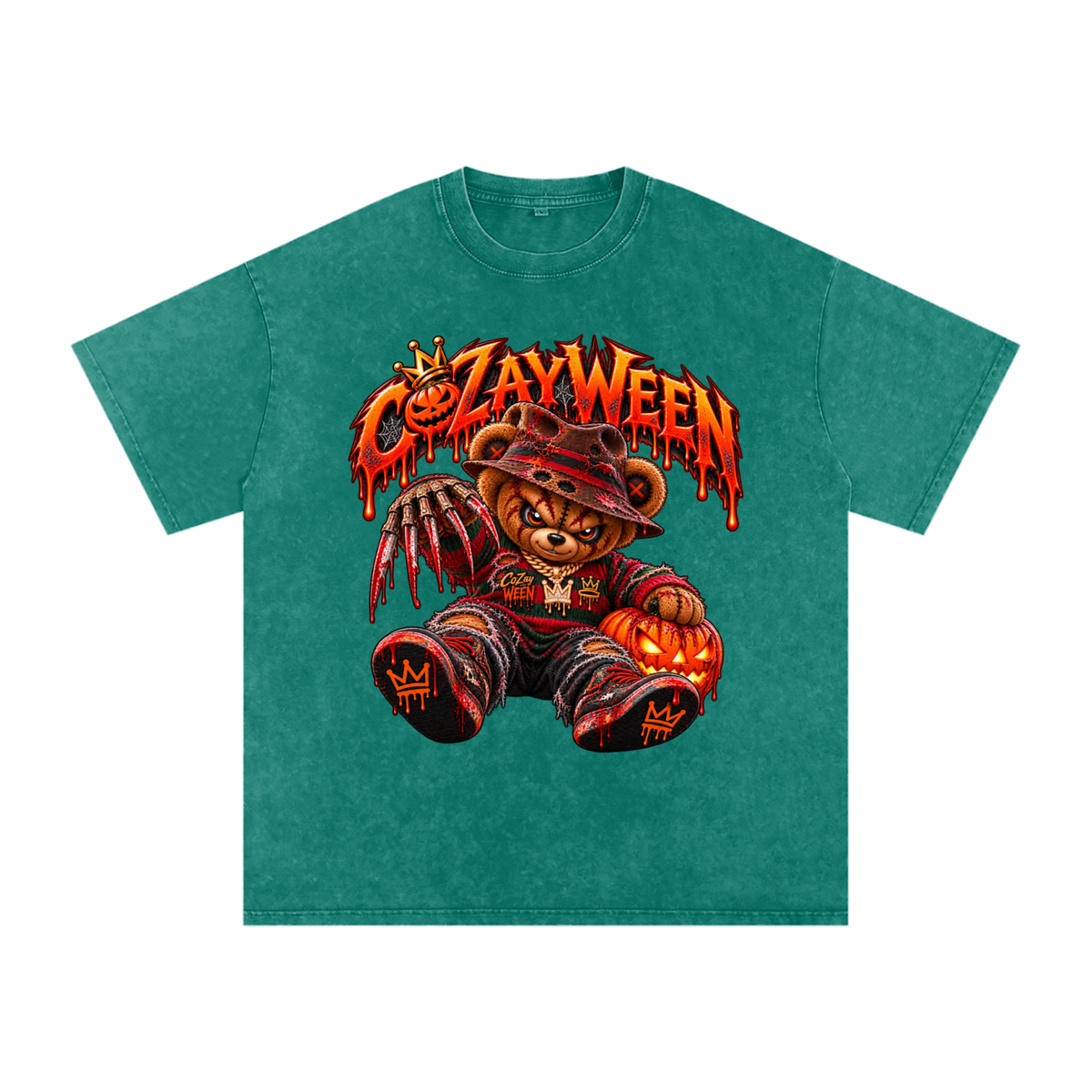 CoZayWeen Freddy Snow Washed Oversized Cotton T-Shirt