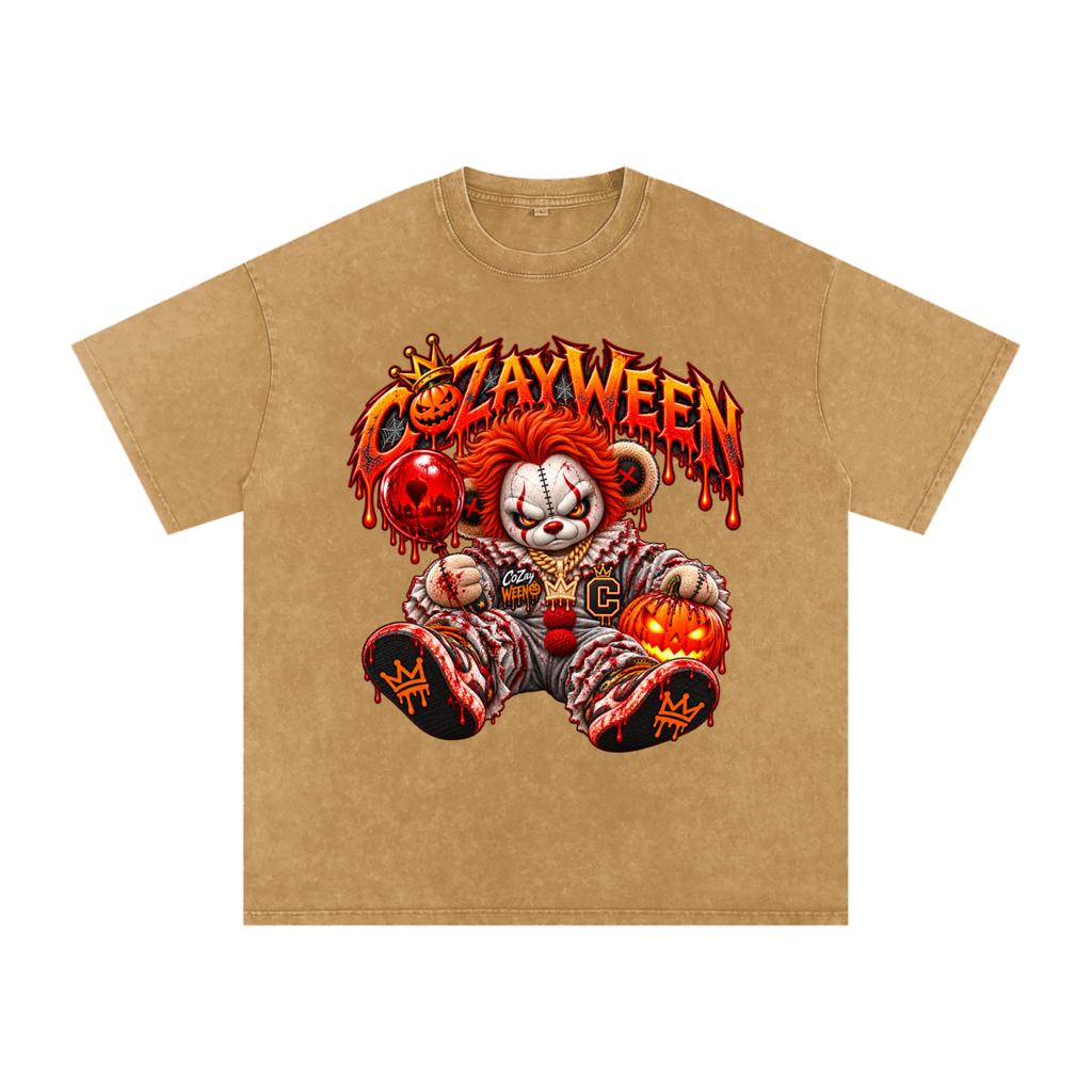 CoZayWeen Pennywise Snow Washed Oversized Cotton T-Shirt
