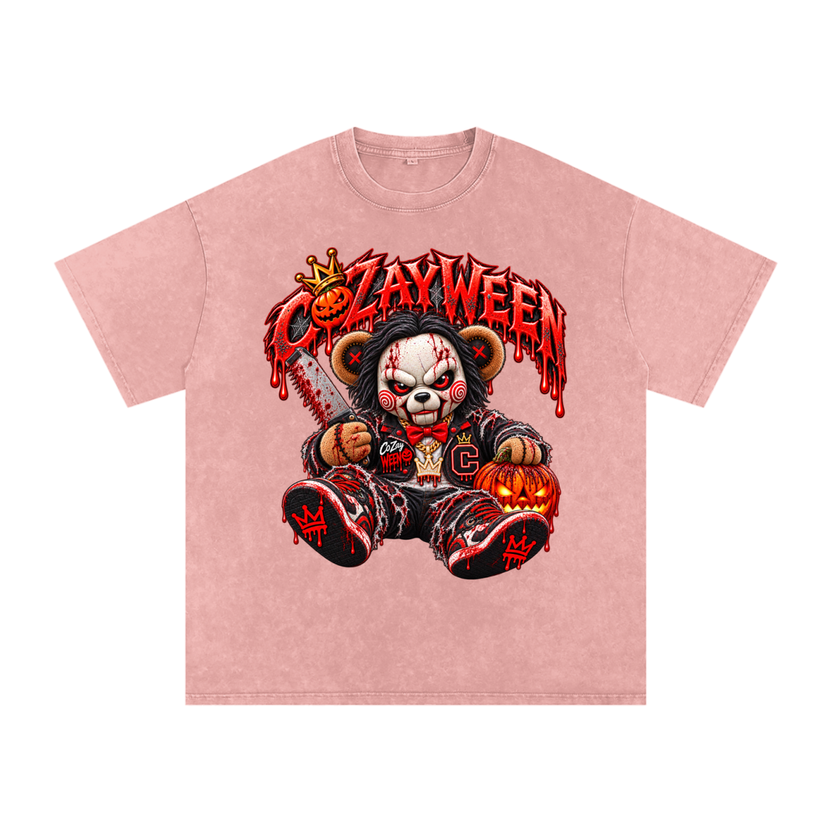 CoZayWeen Saw Snow Washed Oversized Cotton T-Shirt