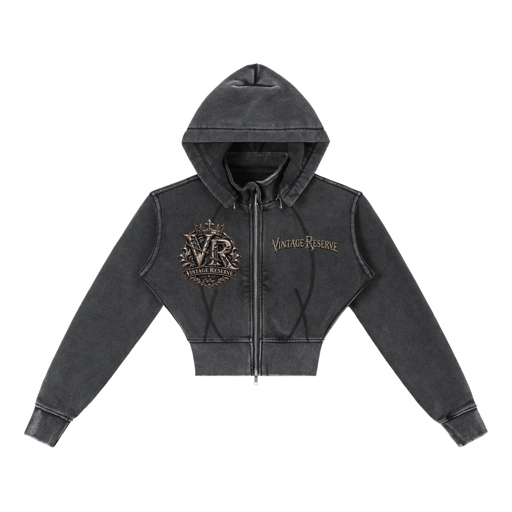 Vintage Washed Cropped Fleece Hoodie