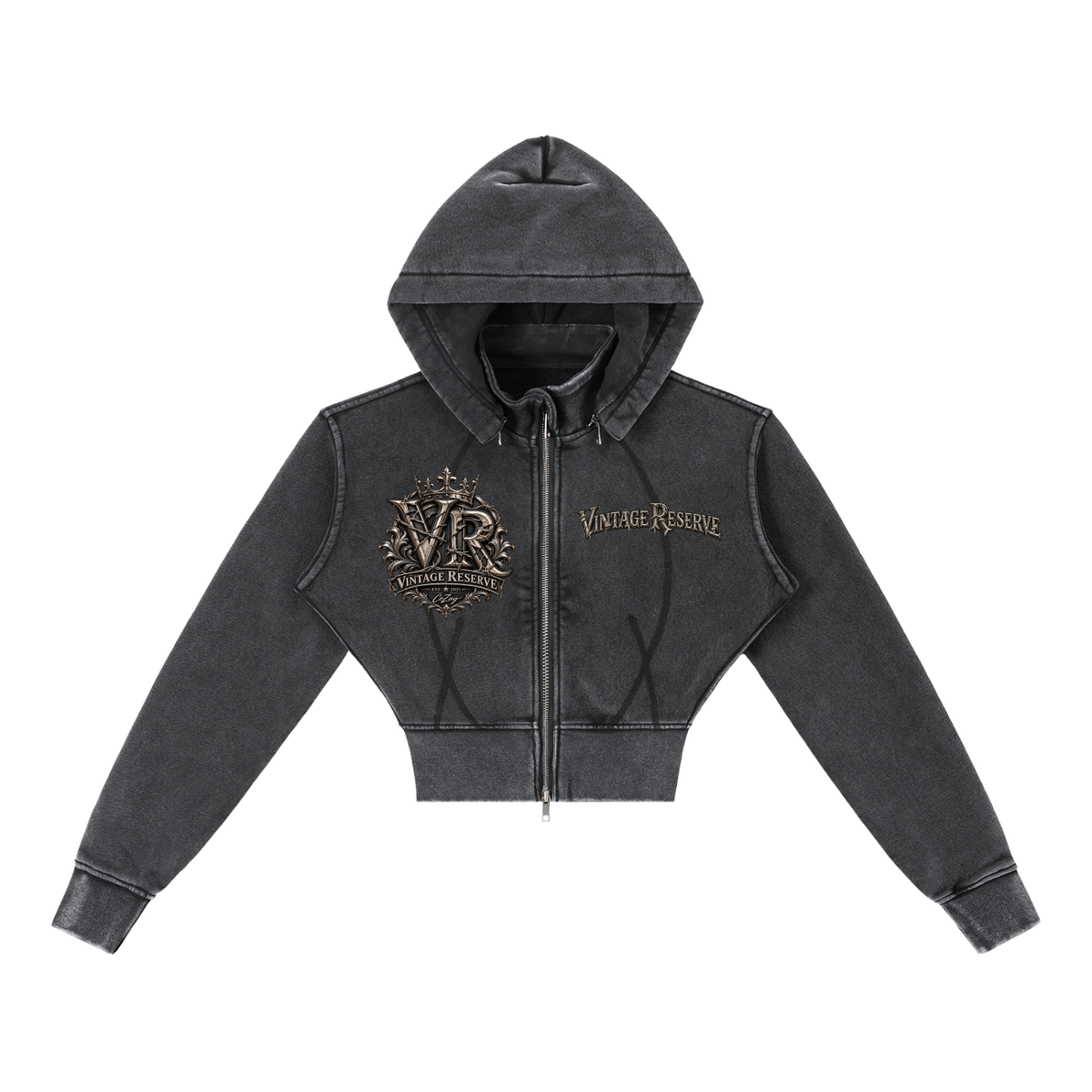 Vintage Washed Cropped Fleece Hoodie