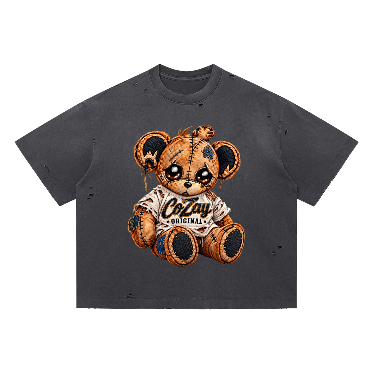 CoZay Original Tee Bear Vintage Washed Distressed Boxy Oversized T-Shirt