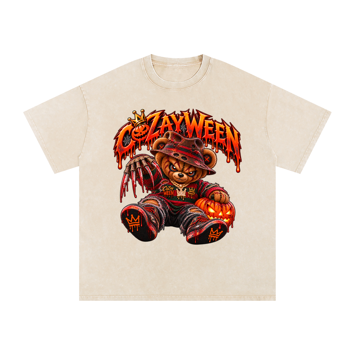CoZayWeen Freddy Snow Washed Oversized Cotton T-Shirt