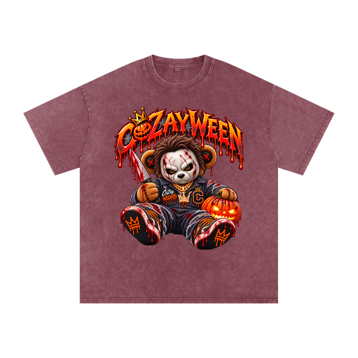 CoZayWeen Michael Myers Snow Washed Oversized Cotton T-Shirt