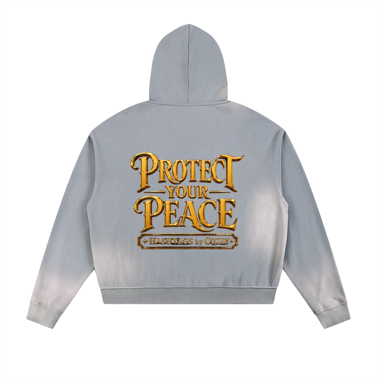 CoZay Signature Sun Fade Frayed Raw Edge Fleece Zip Hoodie