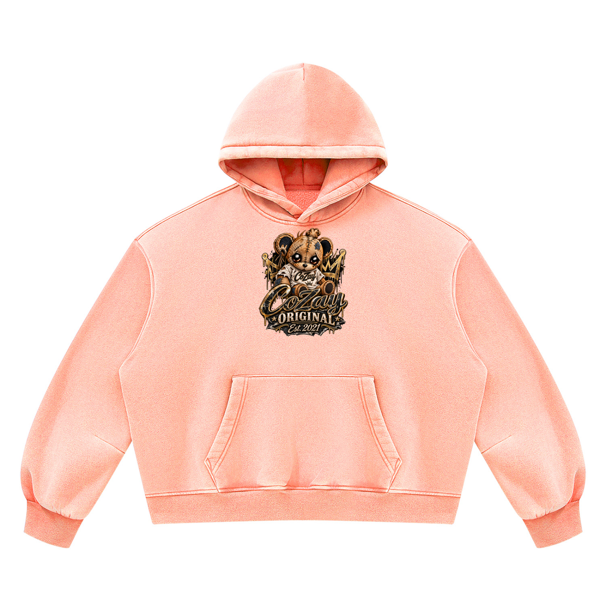 COZAY ORIGINAL Unisex Vintage Wash Boxy Fleece Hoodie