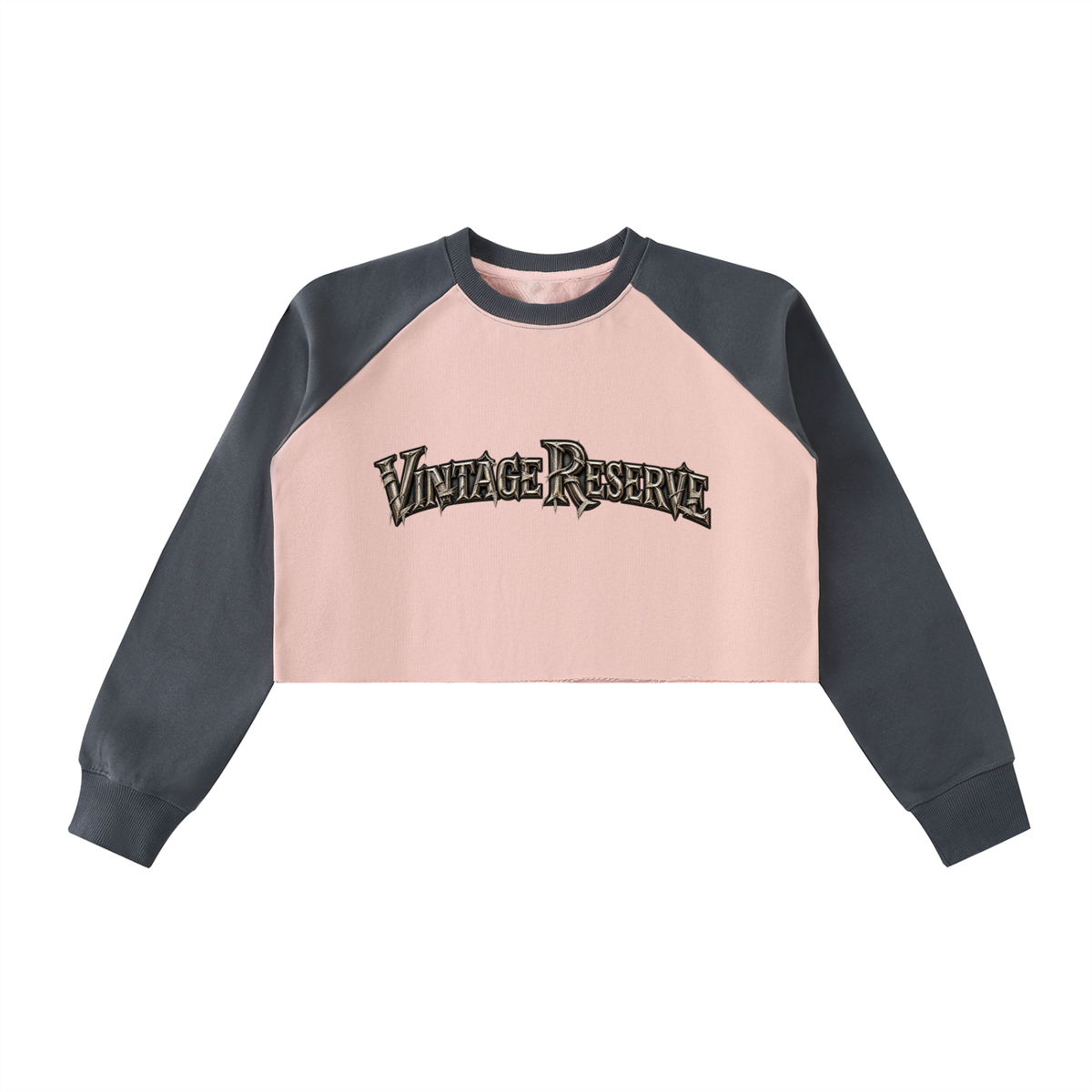 Raw-Hem Color-Block Raglan Crop Sweatshirt