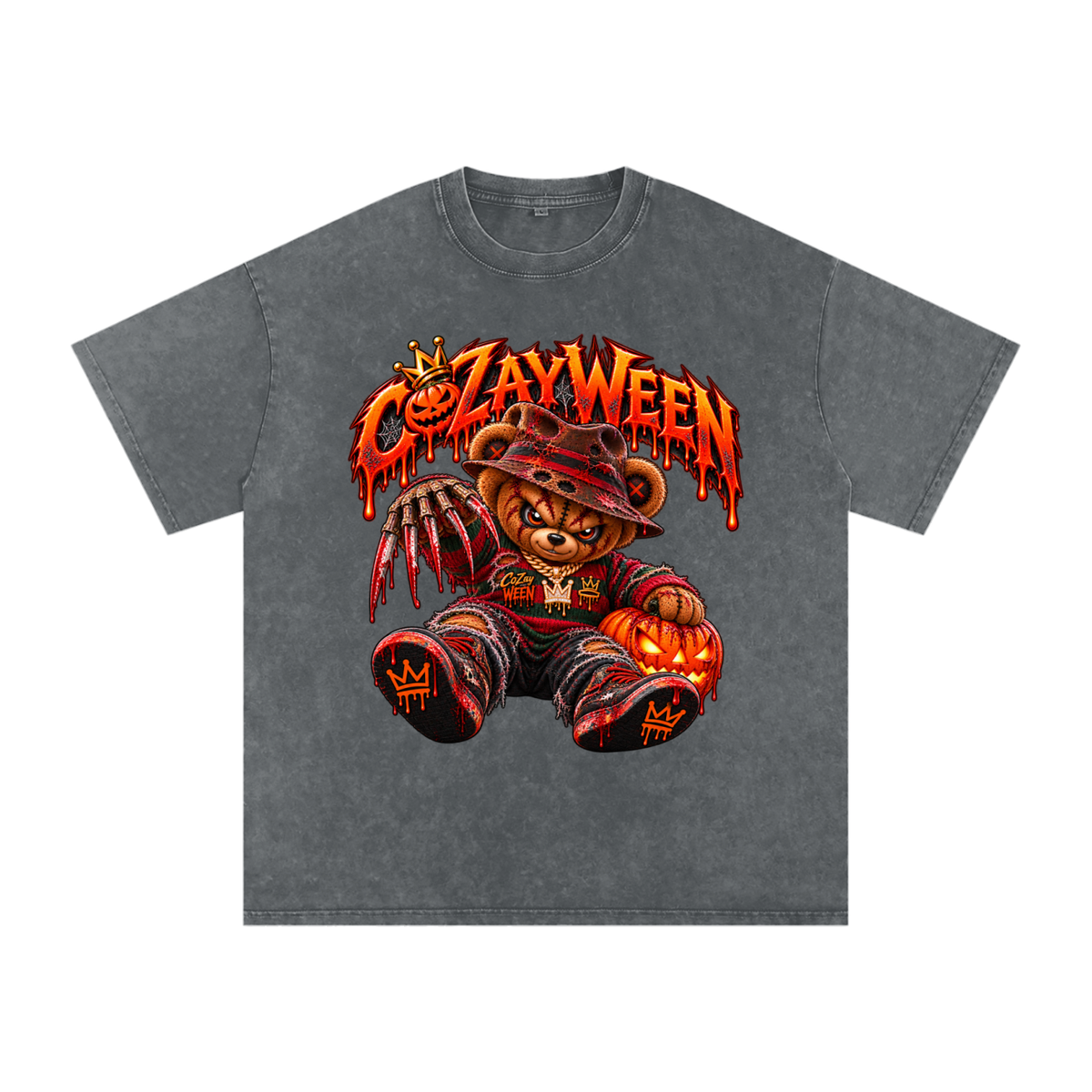 CoZayWeen Freddy Snow Washed Oversized Cotton T-Shirt