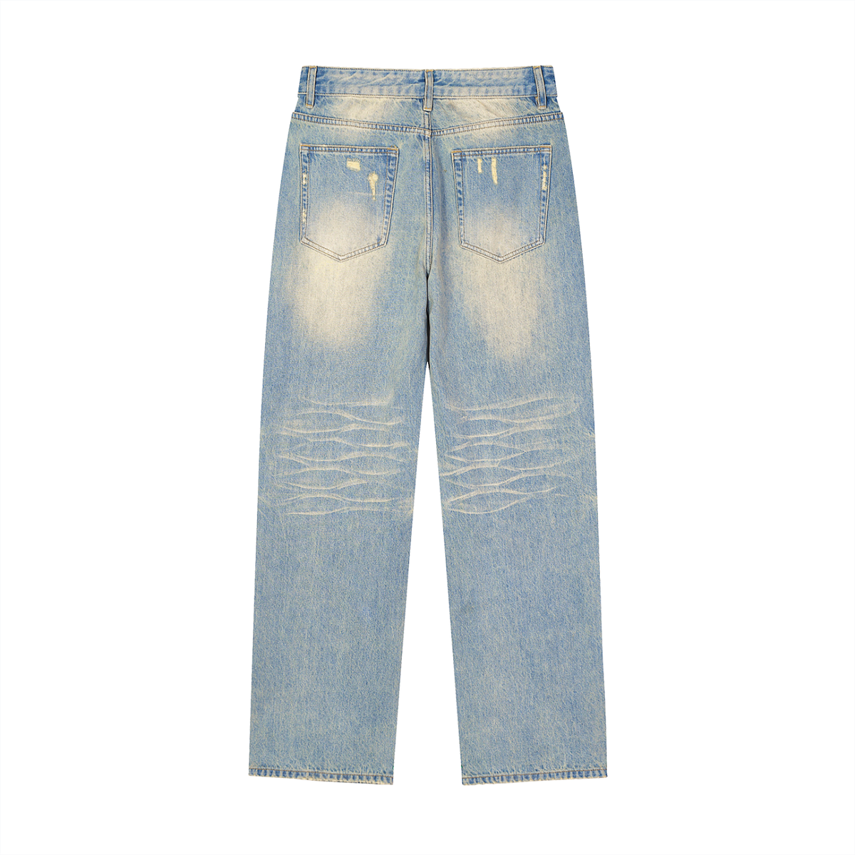 CoZay Signature AOP Sun Fade Raw Hem Denim Jeans