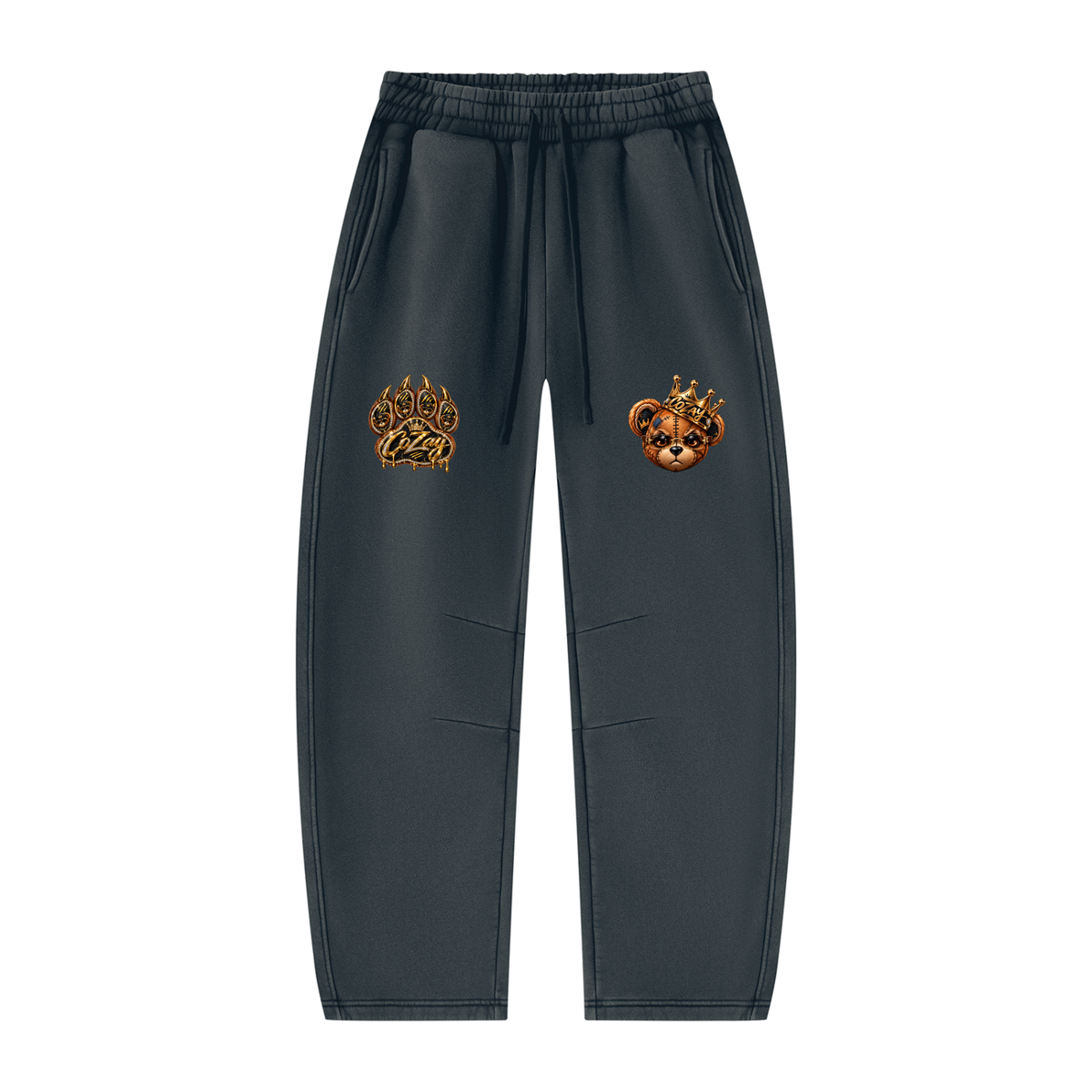 CoZay Cartier Bear Unisex Vintage Wash Barrel Leg Fleece Sweatpants
