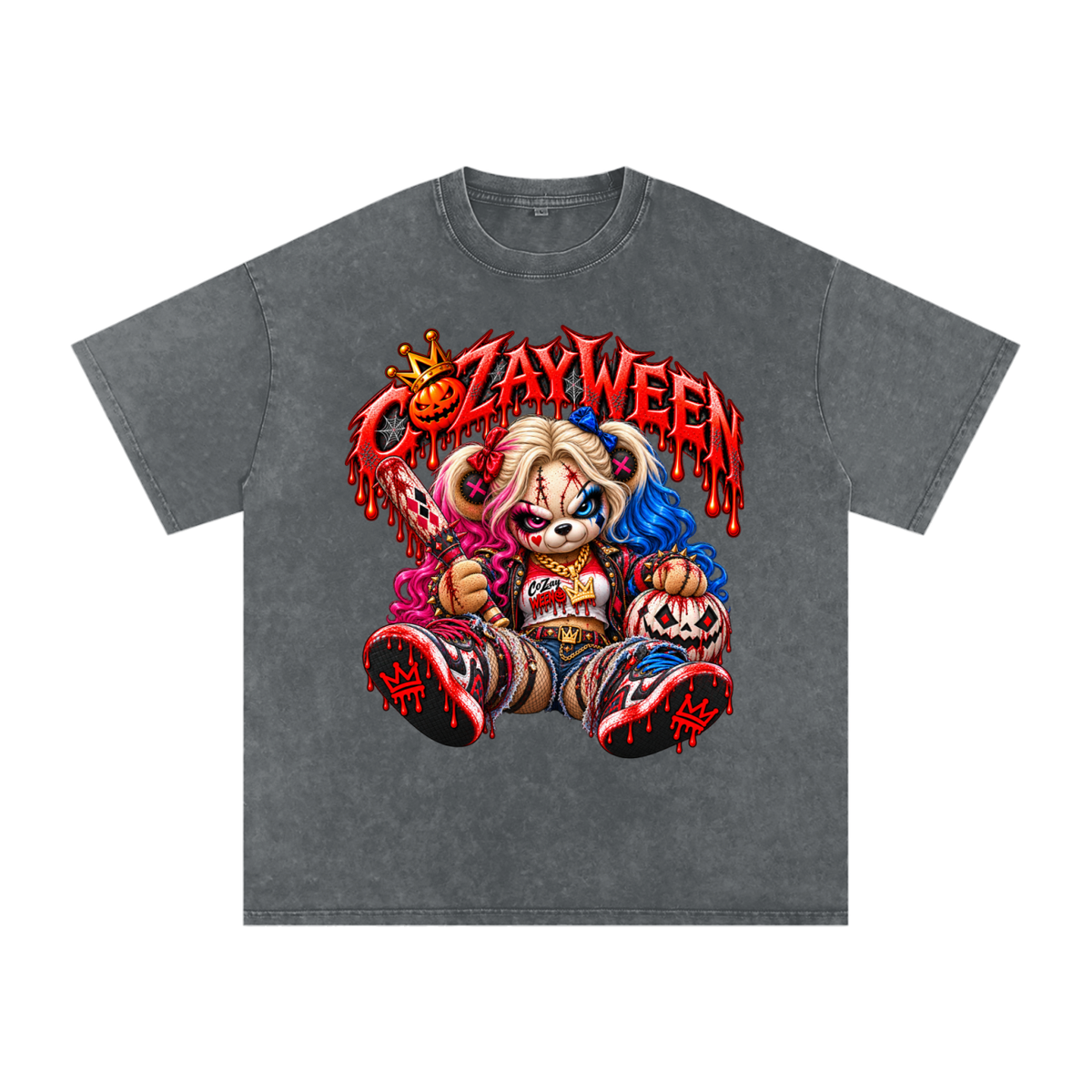 CoZayWeen Harley Snow Washed Oversized Cotton T-Shirt