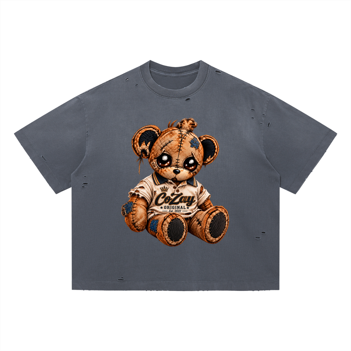 CoZay Original Polo Bear Vintage Washed Distressed Boxy Oversized T-Shirt