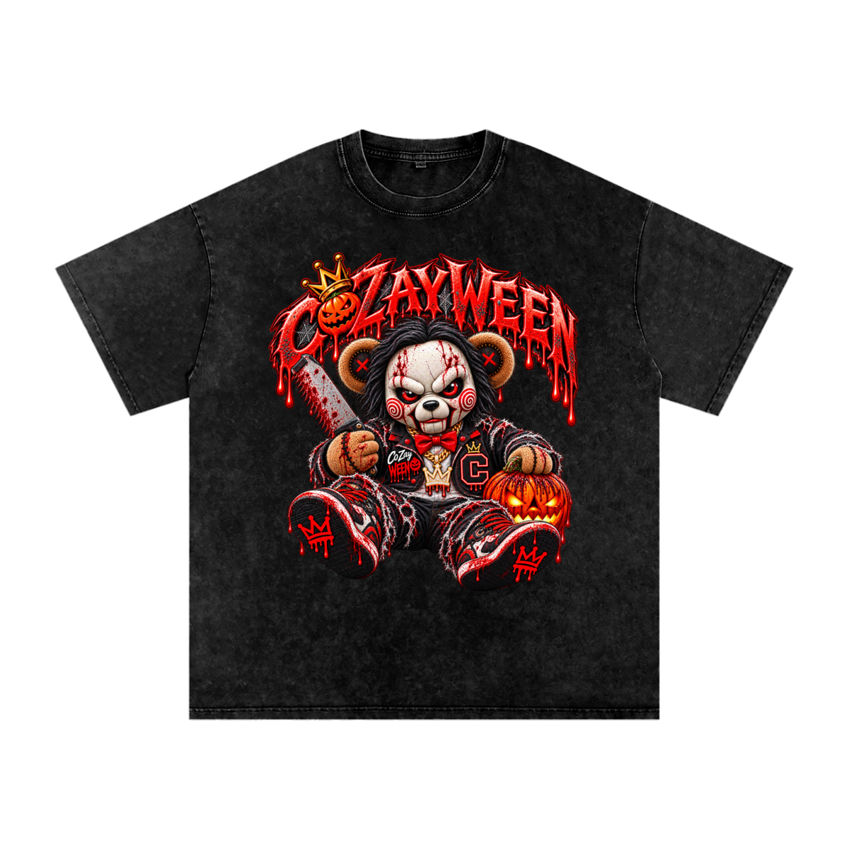 CoZayWeen Saw Snow Washed Oversized Cotton T-Shirt