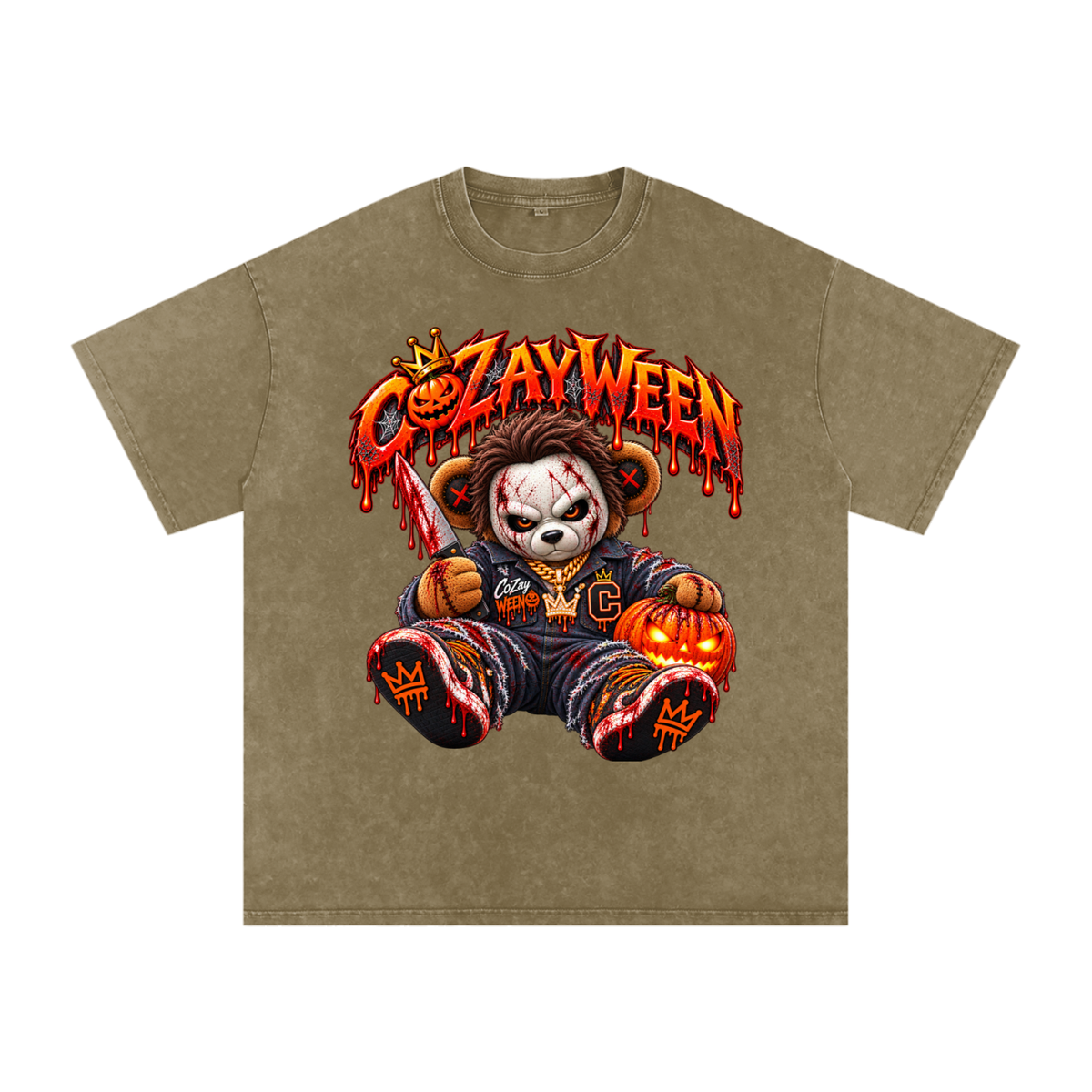 CoZayWeen Michael Myers Snow Washed Oversized Cotton T-Shirt