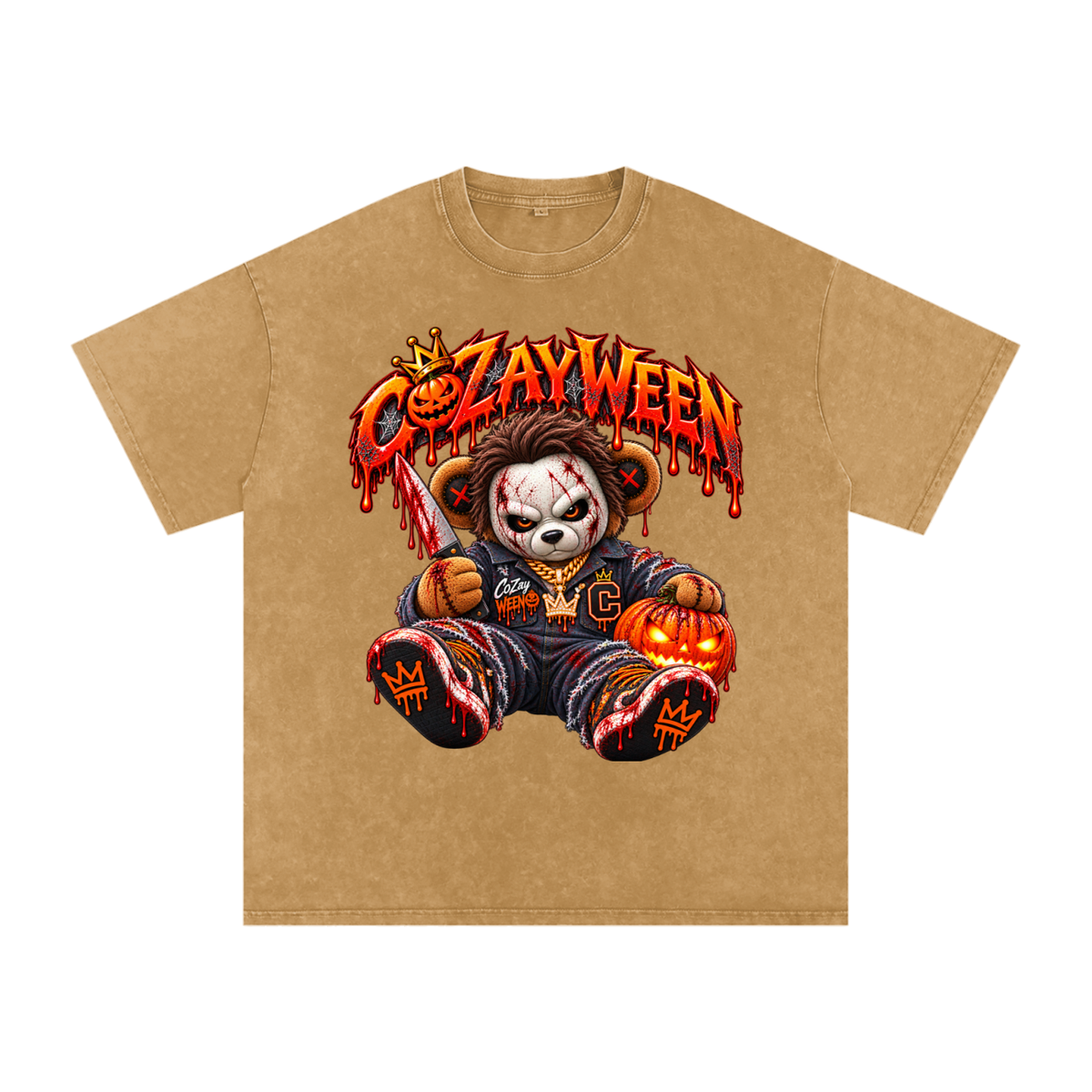 CoZayWeen Michael Myers Snow Washed Oversized Cotton T-Shirt