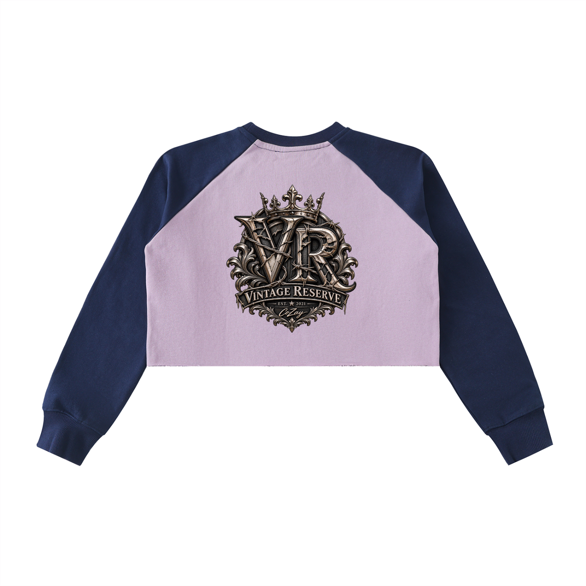 Raw-Hem Color-Block Raglan Crop Sweatshirt