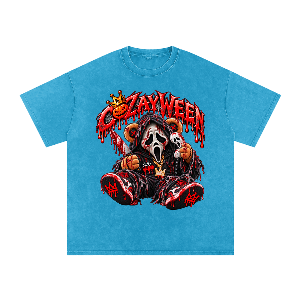 CoZayWeen Scream Snow Washed Oversized Cotton T-Shirt