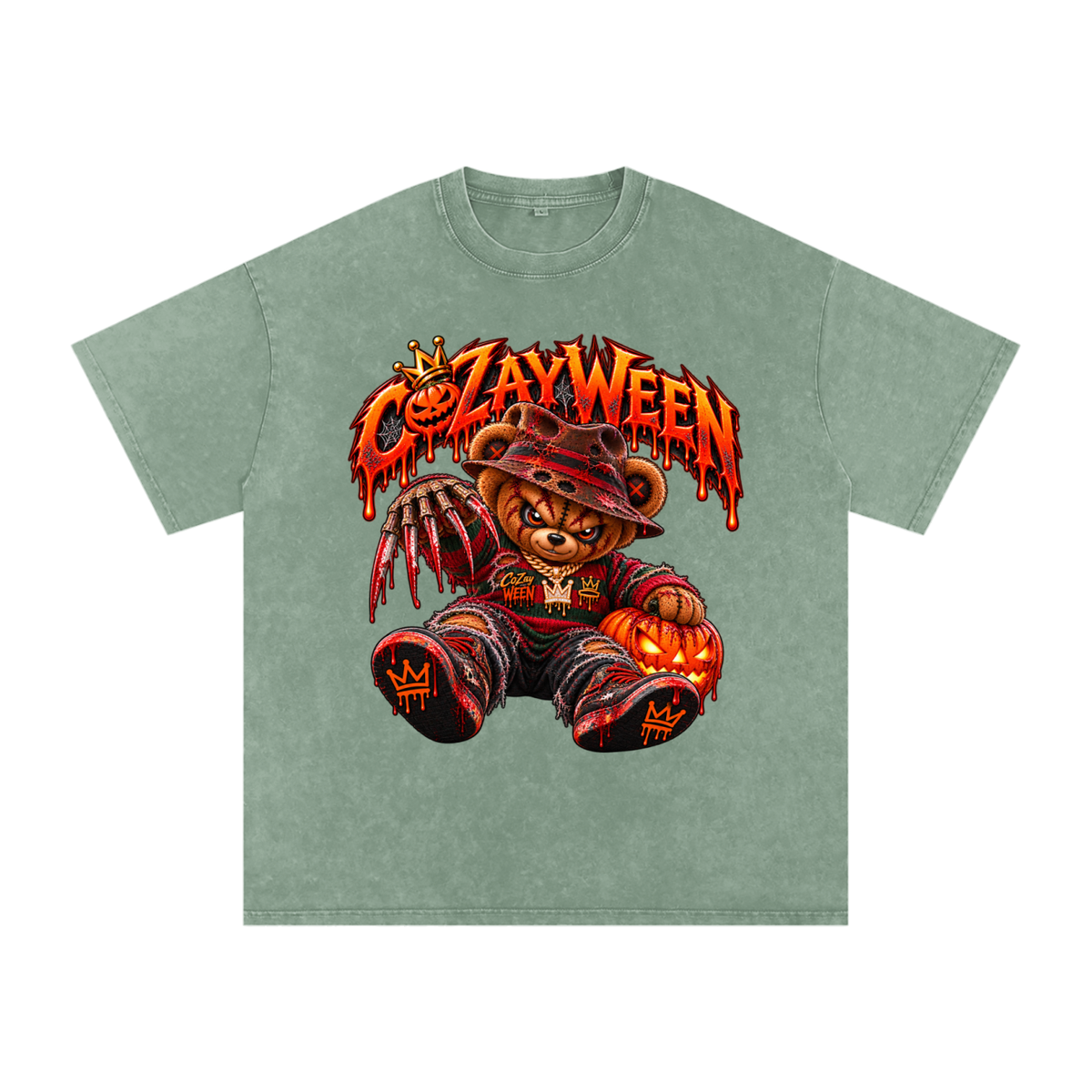 CoZayWeen Freddy Snow Washed Oversized Cotton T-Shirt