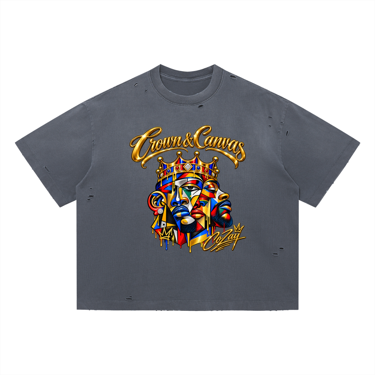 CoZay CC Vintage Washed Distressed Boxy Oversized T-Shirt