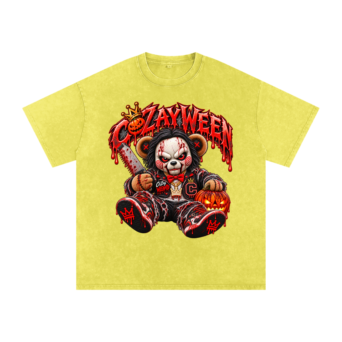 CoZayWeen Saw Snow Washed Oversized Cotton T-Shirt
