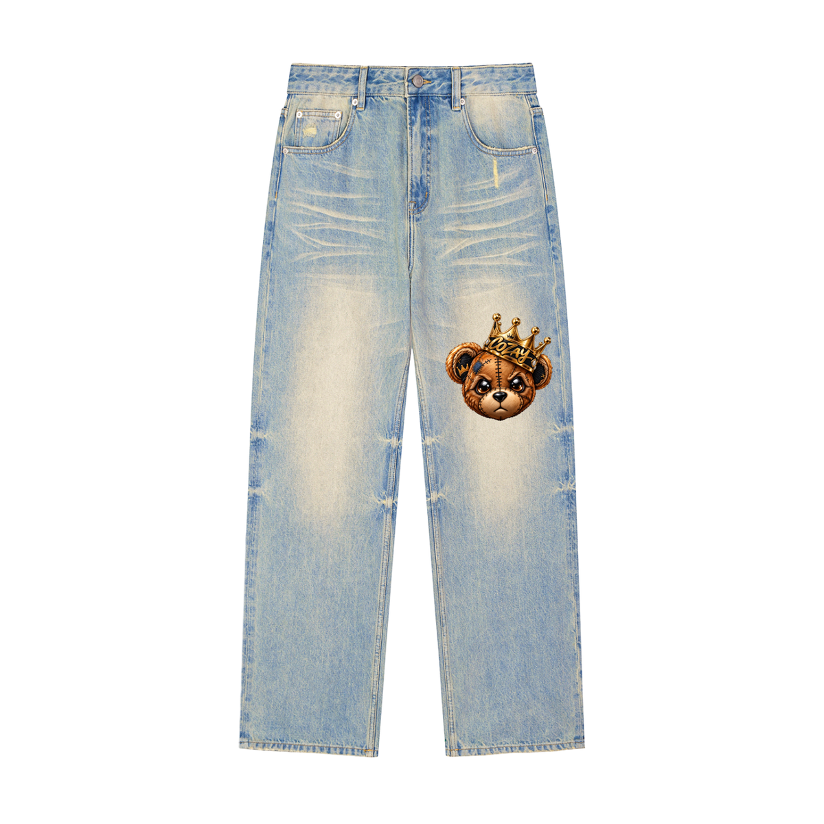 CoZay Original Basic Sun Fade Raw Hem Denim Jeans