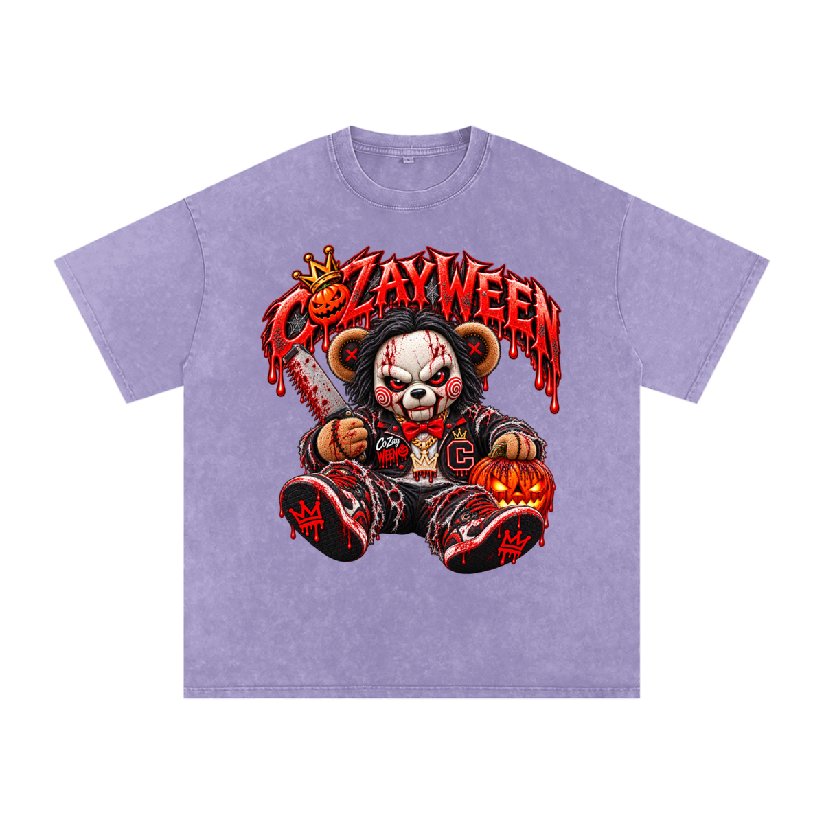CoZayWeen Saw Snow Washed Oversized Cotton T-Shirt