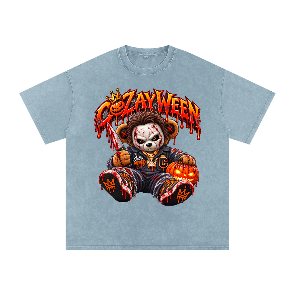 CoZayWeen Michael Myers Snow Washed Oversized Cotton T-Shirt