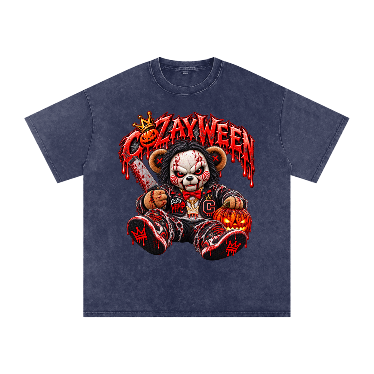 CoZayWeen Saw Snow Washed Oversized Cotton T-Shirt