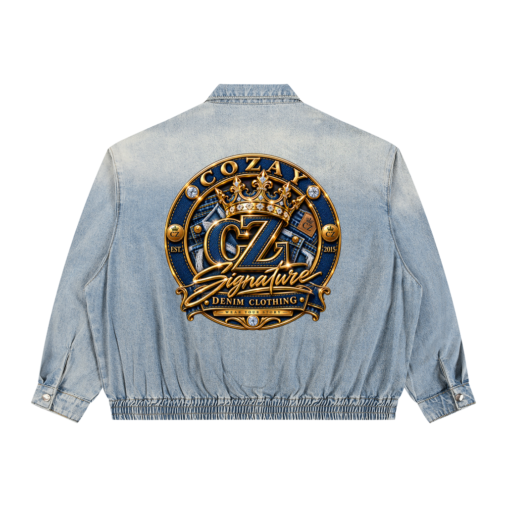 CoZay Signature Unisex Vintage Wash Full-Zip Denim Jacket
