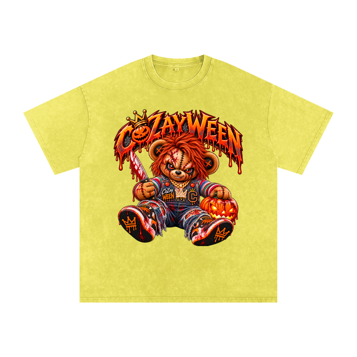 CoZayWeen Chucky Snow Washed Oversized Cotton T-Shirt