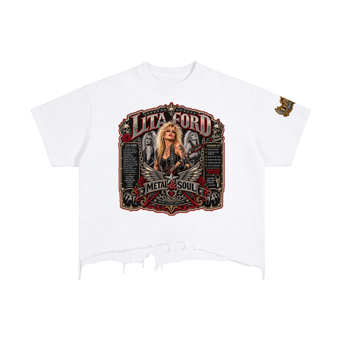 CoZay Legends Lita Ford Vintage Wash Boxy Distressed Hem T-Shirt