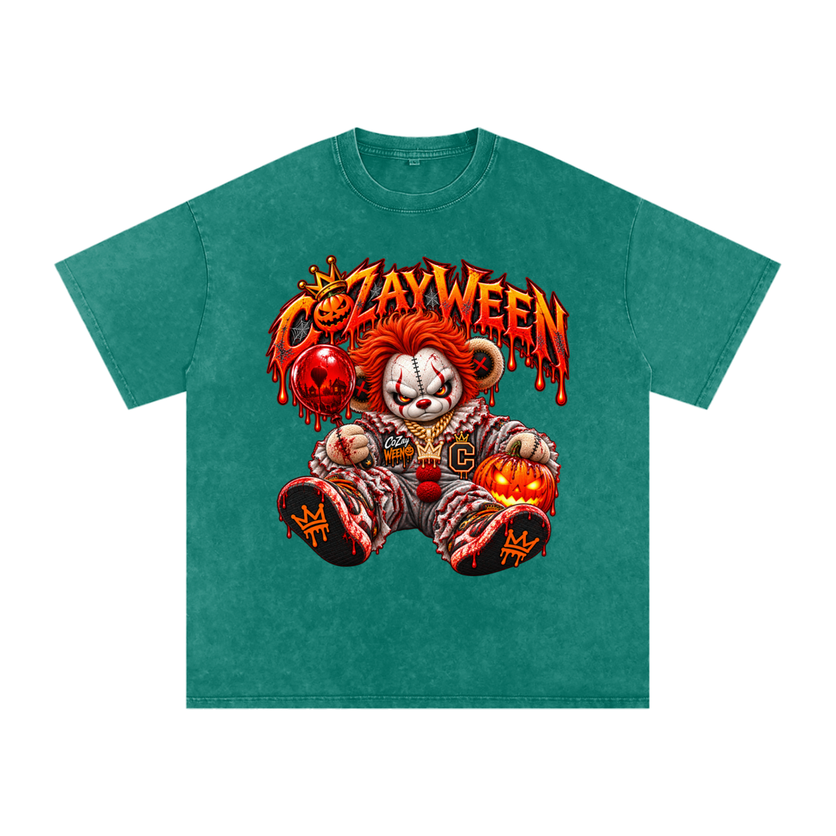 CoZayWeen Pennywise Snow Washed Oversized Cotton T-Shirt