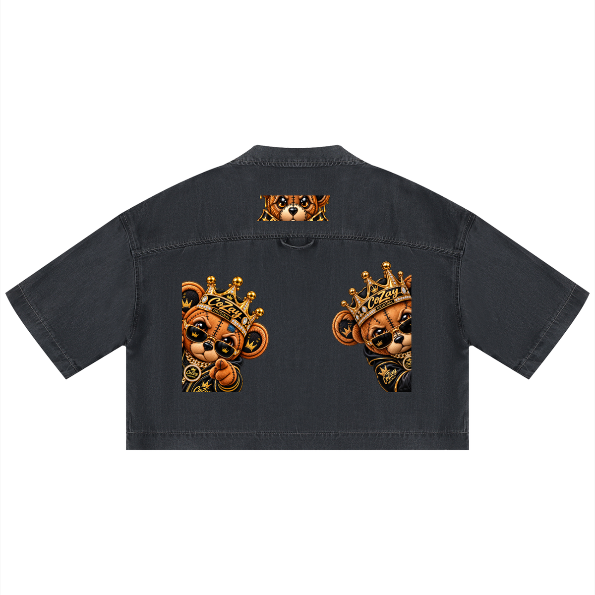 CoZay Original Bear Women's Vintage Wash Boxy Cropped Shirt