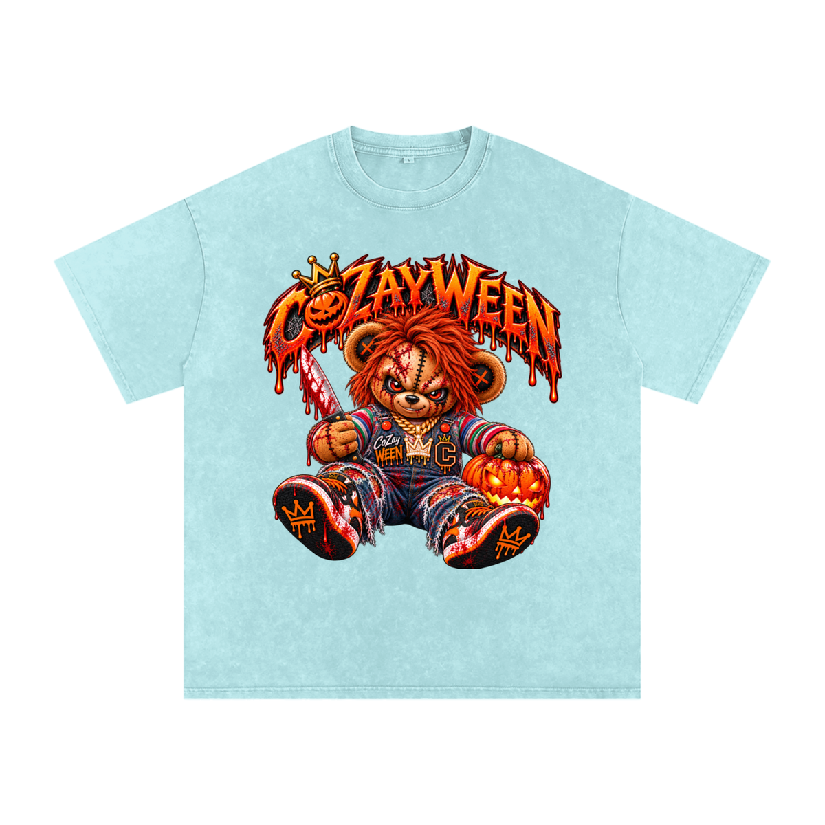 CoZayWeen Chucky Snow Washed Oversized Cotton T-Shirt