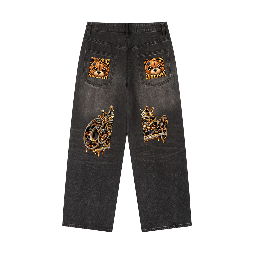 CoZay Original Bear Blk Vintage Wash Heavyweight Denim Jeans