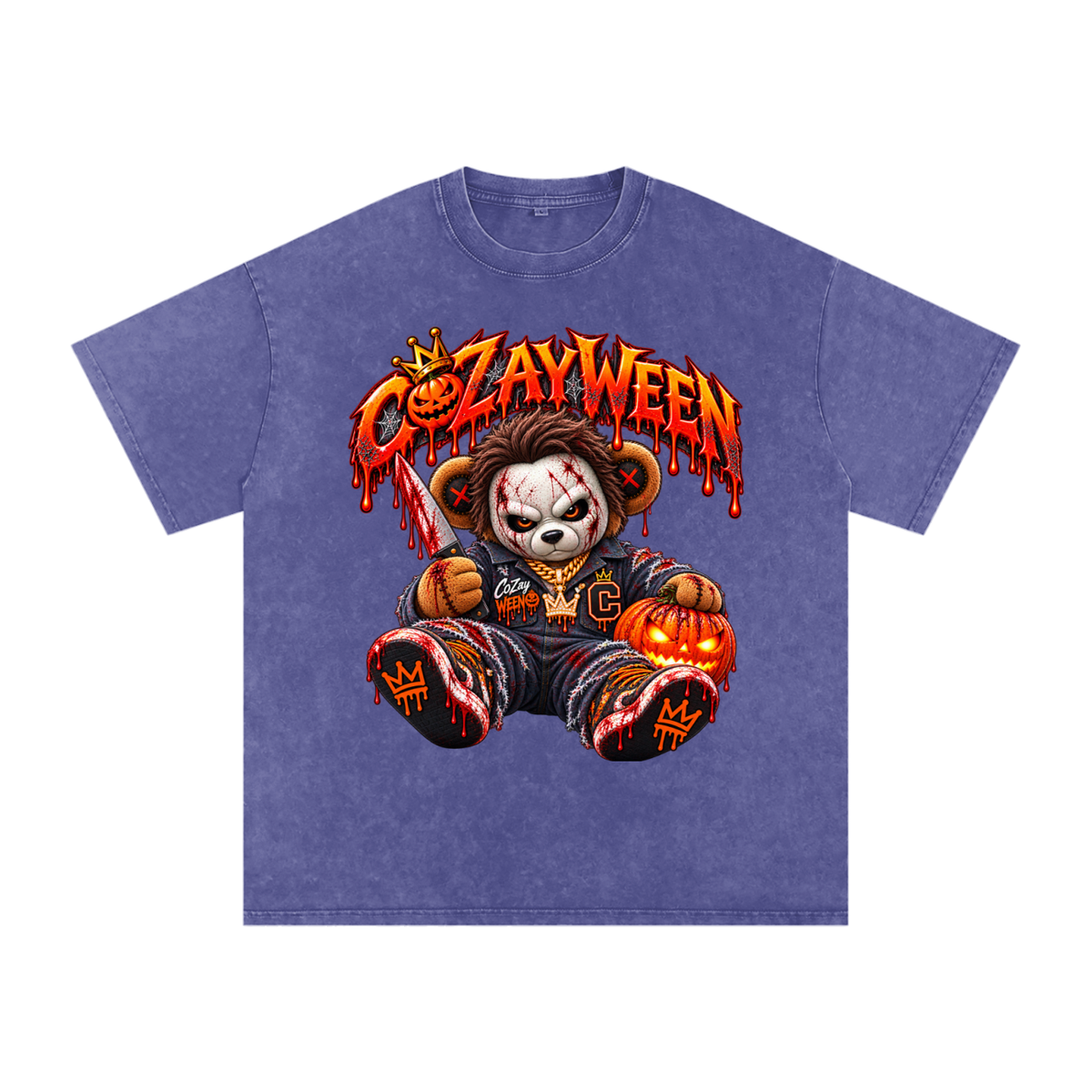 CoZayWeen Michael Myers Snow Washed Oversized Cotton T-Shirt