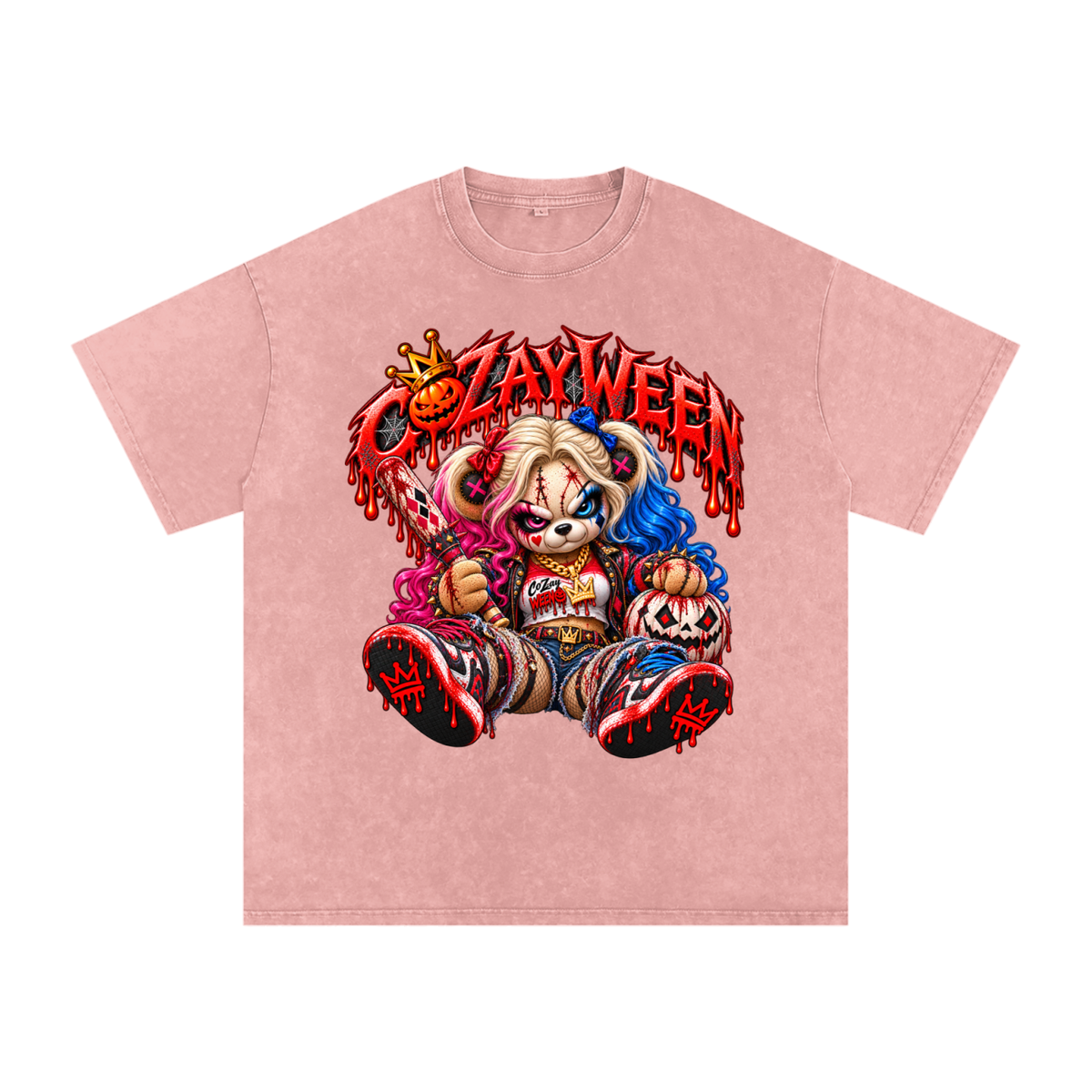 CoZayWeen Harley Snow Washed Oversized Cotton T-Shirt