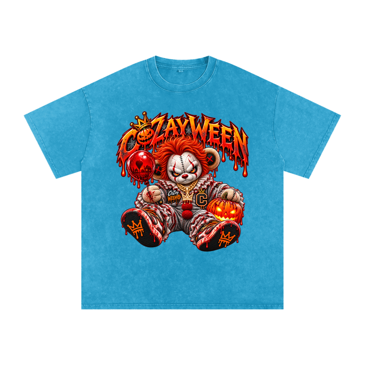 CoZayWeen Pennywise Snow Washed Oversized Cotton T-Shirt