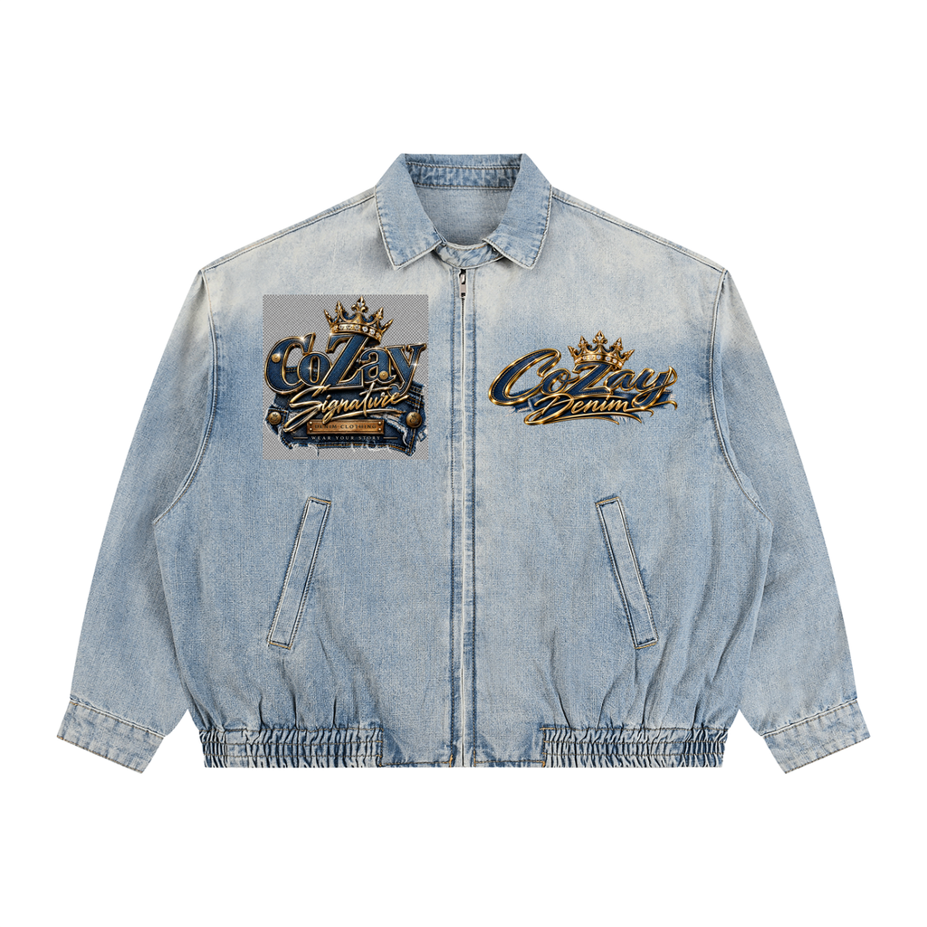 CoZay Signature Unisex Vintage Wash Full-Zip Denim Jacket