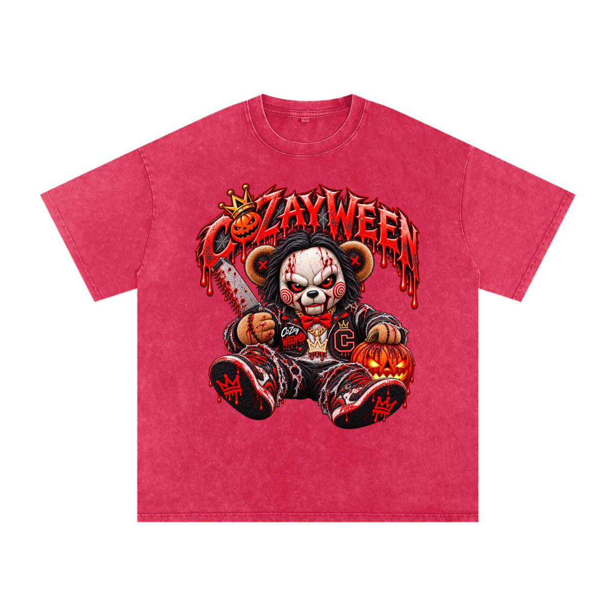 CoZayWeen Saw Snow Washed Oversized Cotton T-Shirt