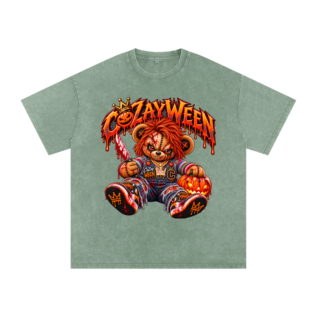 CoZayWeen Chucky Snow Washed Oversized Cotton T-Shirt