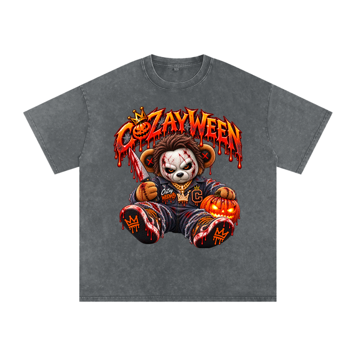 CoZayWeen Michael Myers Snow Washed Oversized Cotton T-Shirt