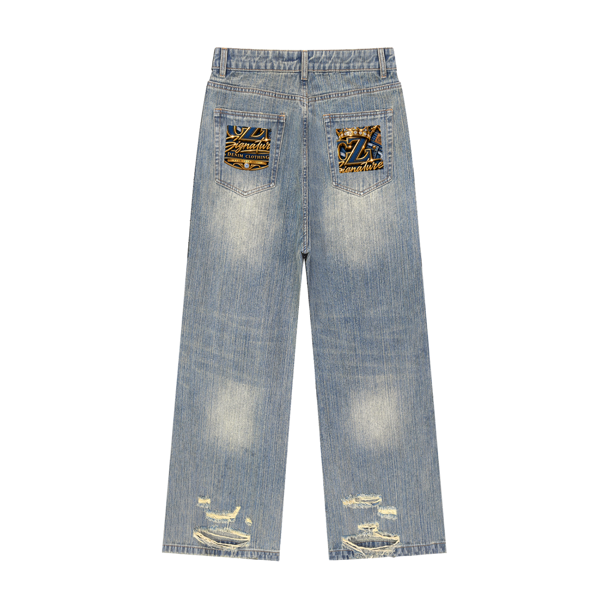 CoZay Signature Vintage Wash Distressed Denim Jeans
