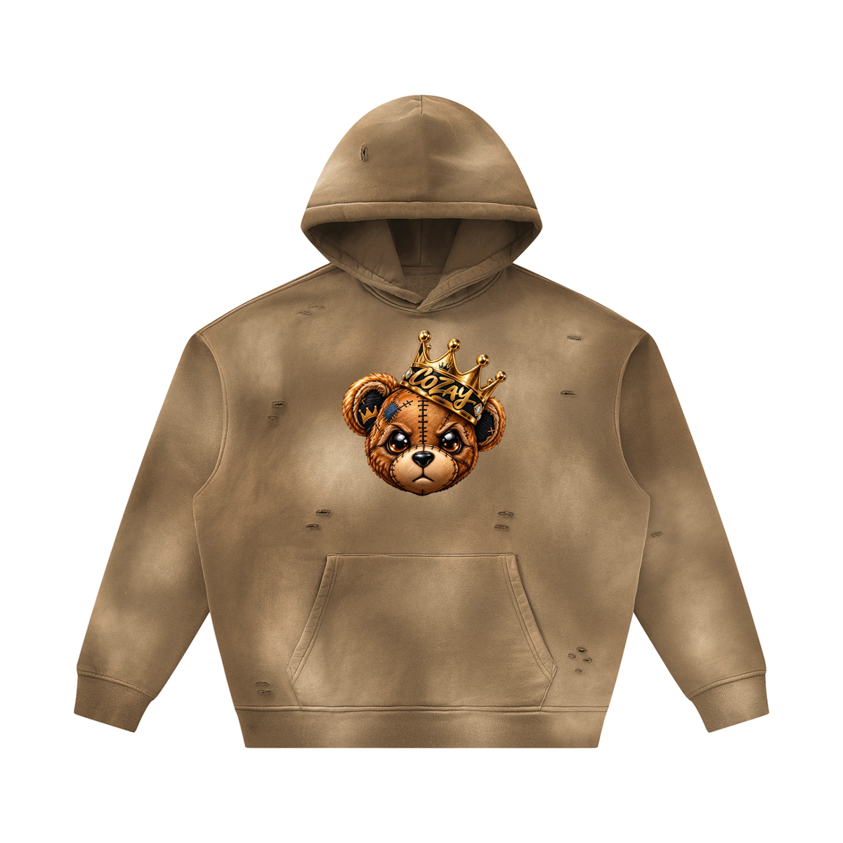 CoZay Original Bear Unisex Sunfade Frayed Fleece Hoodie
