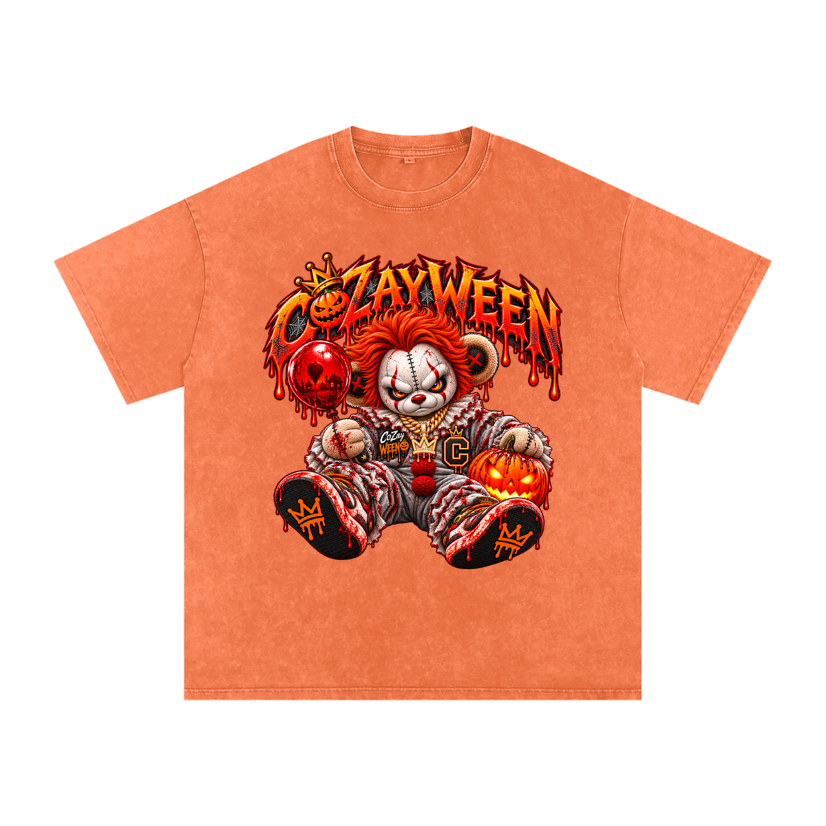 CoZayWeen Pennywise Snow Washed Oversized Cotton T-Shirt
