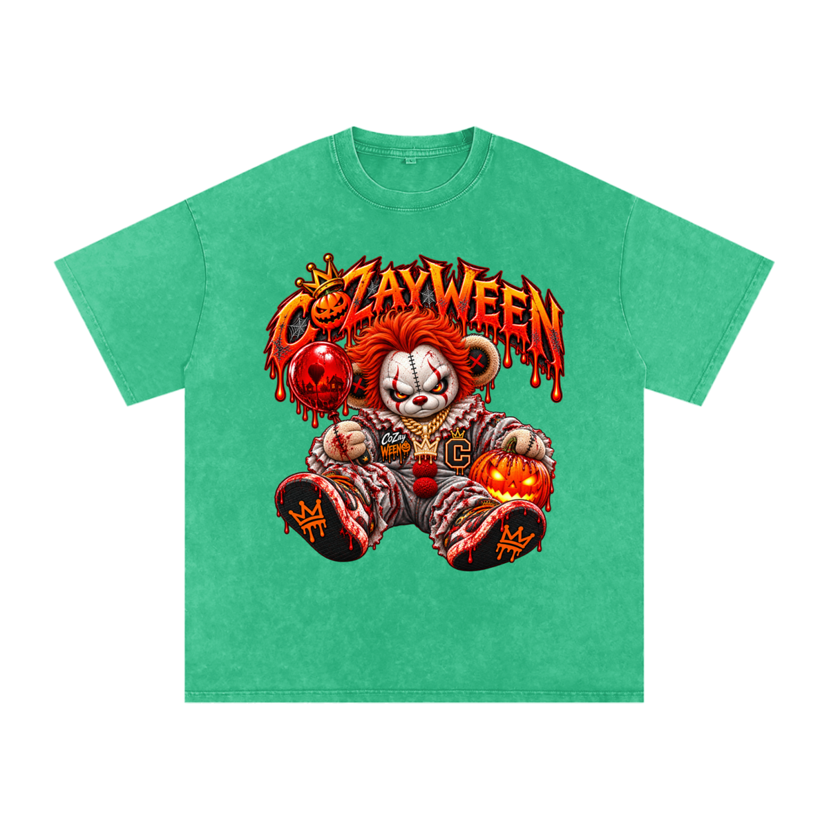 CoZayWeen Pennywise Snow Washed Oversized Cotton T-Shirt